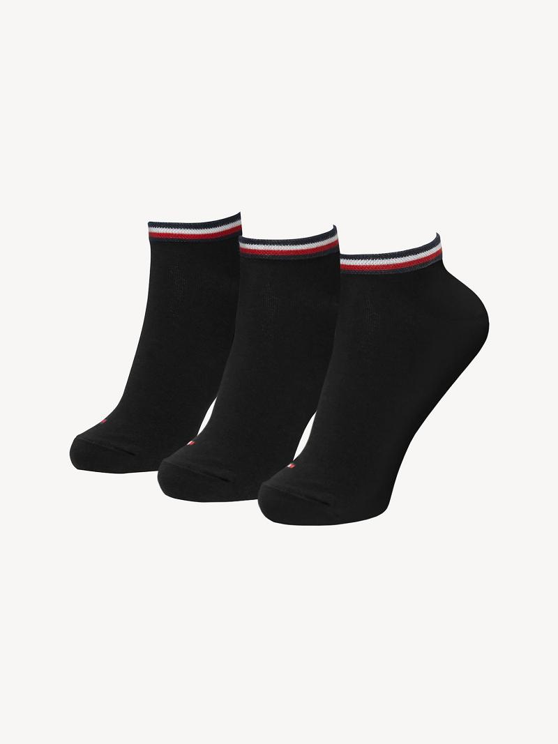 Női Tommy Hilfiger Ankle 3PK Zokni Fekete | HU 654OKI